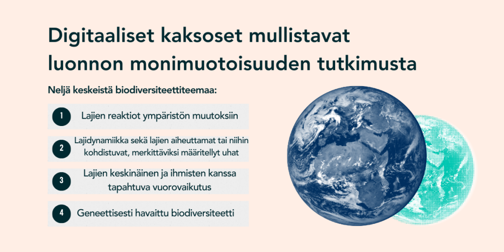 BioDT-hankkeessa kehitettiin digitaalisen kaksosen prototyyppejä neljään keskeiseen biodiversiteettiteemaan